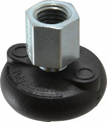 Gibraltar - 4000 Lb Capacity, 5/8-11 Thread, 1-5/8" OAL, Steel Stud, Tapped Pivotal Socket Mount Leveling Mount - Material Grade 1214, 2" Base Diam, Steel Pad - Exact Tooling