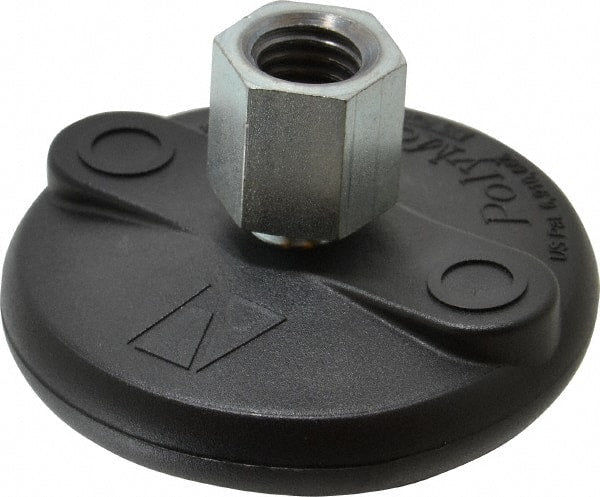 Gibraltar - 5000 Lb Capacity, 5/8-11 Thread, 1-5/8" OAL, Steel Stud, Tapped Pivotal Socket Mount Leveling Mount - Material Grade 1214, 3" Base Diam, Steel Pad - Exact Tooling