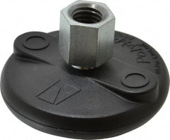 Gibraltar - 5000 Lb Capacity, 5/8-11 Thread, 1-5/8" OAL, Steel Stud, Tapped Pivotal Socket Mount Leveling Mount - Material Grade 1214, 3" Base Diam, Steel Pad - Exact Tooling