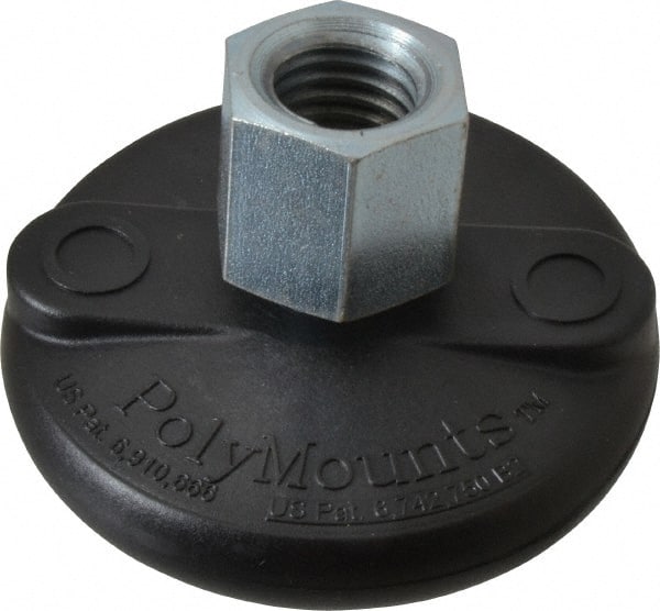 Gibraltar - 5000 Lb Capacity, 3/4-10 Thread, 1-5/8" OAL, Steel Stud, Tapped Pivotal Socket Mount Leveling Mount - Material Grade 1214, 3" Base Diam, Steel Pad - Exact Tooling