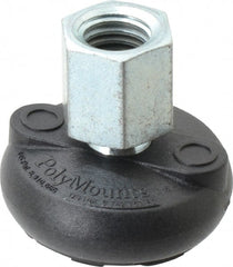 Gibraltar - 4000 Lb Capacity, 5/8-11 Thread, 1-5/8" OAL, Steel Stud, Tapped Pivotal Socket Mount Leveling Mount - Material Grade 1214, 2" Base Diam, Elastomer Pad - Exact Tooling