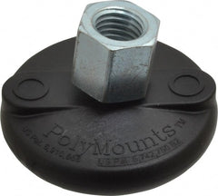 Gibraltar - 5000 Lb Capacity, 3/4-10 Thread, 1-5/8" OAL, Steel Stud, Tapped Pivotal Socket Mount Leveling Mount - Material Grade 1214, 3" Base Diam, Elastomer Pad - Exact Tooling
