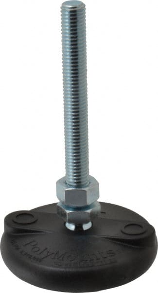 Gibraltar - M12 Bolt Thread, Studded Pivotal Stud Mount Leveling Pad & Mount - 2,270 Kg Capacity, 76mm Base Diam - Exact Tooling
