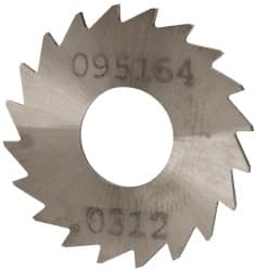 Made in USA - 1" Diam x 0.0313" Blade Thickness x 3/8" Arbor Hole Diam, 20 Tooth Slitting and Slotting Saw - Arbor Connection, Right Hand, Uncoated, Solid Carbide, Concave Ground - Exact Tooling