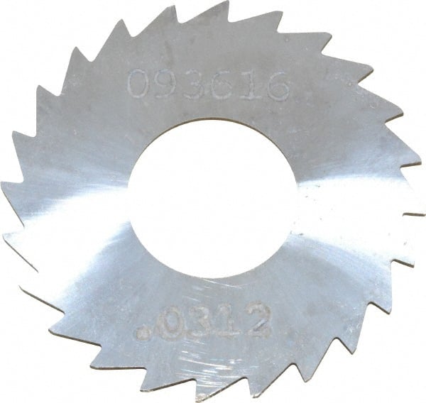 Made in USA - 1-1/4" Diam x 0.0313" Blade Thickness x 1/2" Arbor Hole Diam, 24 Tooth Slitting and Slotting Saw - Arbor Connection, Right Hand, Uncoated, Solid Carbide, Concave Ground - Exact Tooling