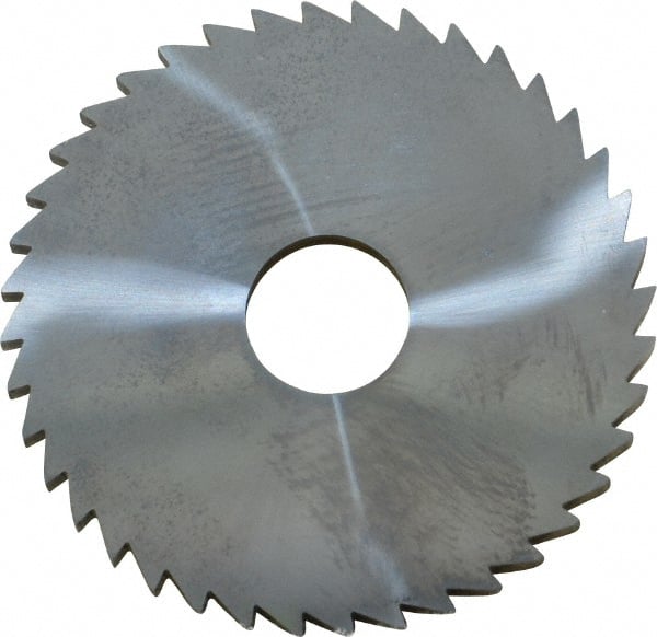 Made in USA - 2" Diam x 1/8" Blade Thickness x 1/2" Arbor Hole Diam, 40 Tooth Slitting and Slotting Saw - Arbor Connection, Right Hand, Uncoated, Solid Carbide, 5° Rake, Concave Ground - Exact Tooling