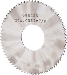 Made in USA - 2-1/2" Diam x 0.0313" Blade Thickness x 7/8" Arbor Hole Diam, 72 Tooth Slitting and Slotting Saw - Arbor Connection, Solid Carbide, Concave Ground - Exact Tooling