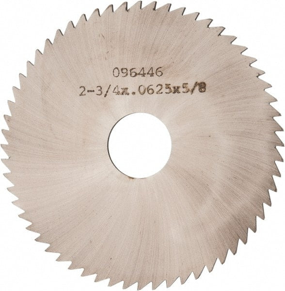 Made in USA - 2-3/4" Diam x 1/16" Blade Thickness x 5/8" Arbor Hole Diam, 60 Tooth Slitting and Slotting Saw - Arbor Connection, Solid Carbide, Concave Ground - Exact Tooling