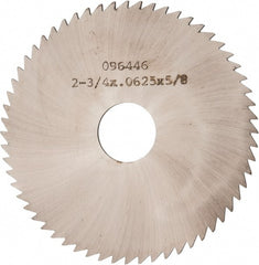 Made in USA - 2-3/4" Diam x 1/16" Blade Thickness x 5/8" Arbor Hole Diam, 60 Tooth Slitting and Slotting Saw - Arbor Connection, Solid Carbide, Concave Ground - Exact Tooling