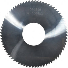 Made in USA - 3" Diam x 0.0468" Blade Thickness x 1" Arbor Hole Diam, 72 Tooth Slitting and Slotting Saw - Arbor Connection, Right Hand, Uncoated, Solid Carbide, 5° Rake, Concave Ground - Exact Tooling