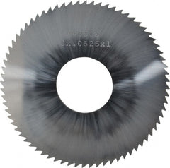 Made in USA - 3" Diam x 1/16" Blade Thickness x 1" Arbor Hole Diam, 72 Tooth Slitting and Slotting Saw - Arbor Connection, Right Hand, Uncoated, Solid Carbide, 5° Rake, Concave Ground - Exact Tooling