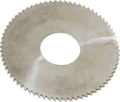 Made in USA - 3" Diam x 0.0781" Blade Thickness x 1" Arbor Hole Diam, 72 Tooth Slitting and Slotting Saw - Arbor Connection, Right Hand, Uncoated, Solid Carbide, 5° Rake, Concave Ground - Exact Tooling