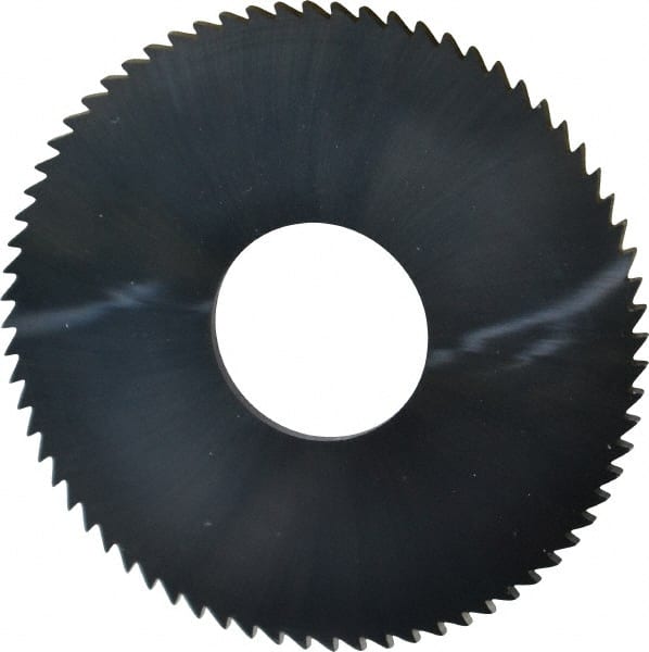 Made in USA - 3" Diam x 0.0938" Blade Thickness x 1" Arbor Hole Diam, 72 Tooth Slitting and Slotting Saw - Arbor Connection, Right Hand, Uncoated, Solid Carbide, 5° Rake, Concave Ground - Exact Tooling
