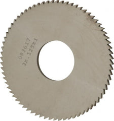 Made in USA - 3" Diam x 1/8" Blade Thickness x 1" Arbor Hole Diam, 72 Tooth Slitting and Slotting Saw - Arbor Connection, Right Hand, Uncoated, Solid Carbide, 5° Rake, Concave Ground - Exact Tooling