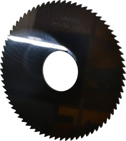 Made in USA - 3-1/2" Diam x 1/16" Blade Thickness x 1" Arbor Hole Diam, 72 Tooth Slitting and Slotting Saw - Arbor Connection, Solid Carbide, Concave Ground - Exact Tooling