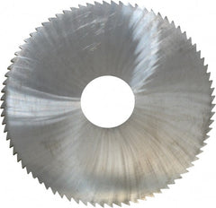 Made in USA - 4" Diam x 0.0938" Blade Thickness x 1" Arbor Hole Diam, 80 Tooth Slitting and Slotting Saw - Arbor Connection, Right Hand, Uncoated, Solid Carbide, 5° Rake, Concave Ground - Exact Tooling