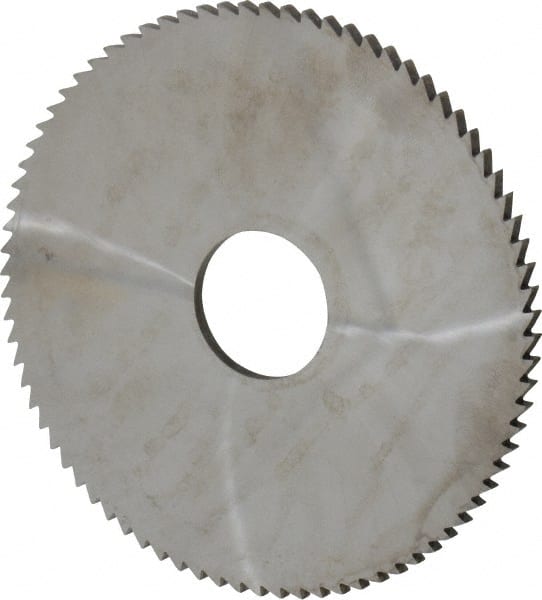 Made in USA - 4" Diam x 1/8" Blade Thickness x 1" Arbor Hole Diam, 80 Tooth Slitting and Slotting Saw - Arbor Connection, Right Hand, Uncoated, Solid Carbide, 5° Rake, Concave Ground - Exact Tooling