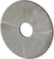 Made in USA - 4" Diam x 1/8" Blade Thickness x 1" Arbor Hole Diam, 80 Tooth Slitting and Slotting Saw - Arbor Connection, Right Hand, Uncoated, Solid Carbide, 5° Rake, Concave Ground - Exact Tooling