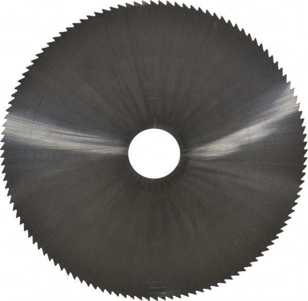 Made in USA - 6" Diam x 1/16" Blade Thickness x 1" Arbor Hole Diam, 120 Tooth Slitting and Slotting Saw - Arbor Connection, Right Hand, Uncoated, Solid Carbide, 5° Rake, Concave Ground - Exact Tooling