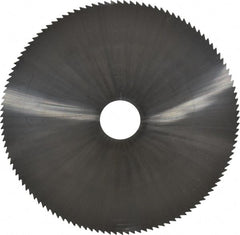 Made in USA - 6" Diam x 1/16" Blade Thickness x 1" Arbor Hole Diam, 120 Tooth Slitting and Slotting Saw - Arbor Connection, Right Hand, Uncoated, Solid Carbide, 5° Rake, Concave Ground - Exact Tooling