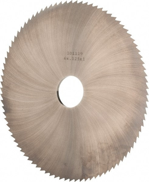 Made in USA - 6" Diam x 1/8" Blade Thickness x 1" Arbor Hole Diam, 120 Tooth Slitting and Slotting Saw - Arbor Connection, Solid Carbide, Concave Ground - Exact Tooling