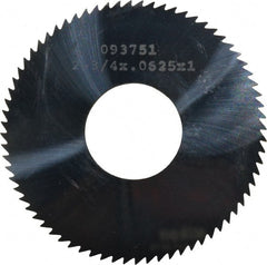 Made in USA - 2-3/4" Diam x 1/16" Blade Thickness x 1" Arbor Hole Diam, 72 Tooth Slitting and Slotting Saw - Arbor Connection, Uncoated, Solid Carbide, Concave Ground - Exact Tooling