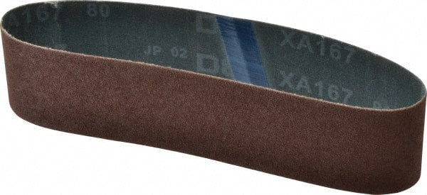 Made in USA - 2" Wide x 18-15/16" OAL, 80 Grit, Aluminum Oxide Abrasive Belt - Aluminum Oxide, Medium, Coated - Exact Tooling