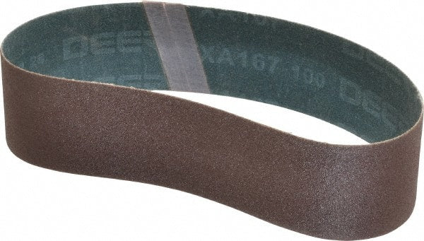 Made in USA - 2" Wide x 18-15/16" OAL, 100 Grit, Aluminum Oxide Abrasive Belt - Aluminum Oxide, Fine, Coated - Exact Tooling