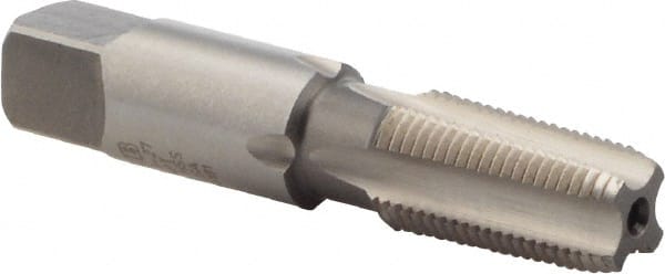 Union Butterfield - 1/8-27 NPT Thread, 4 Flute Standard Pipe Tap - 2-1/8" OAL, 3/4" Thread Length, 7/16" Shank Diam, Bright Finish - Exact Tooling