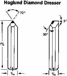 Made in USA - 0.025" Single Point Diamond Dresser - 1-1/2" Long x 5/16" Shank Diam, 72° Included Angle - Exact Tooling