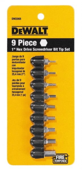 DeWALT - 9 Piece, Screwdriver Bit Set - Hex - Exact Tooling