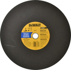 DeWALT - 14" Aluminum Oxide Cutoff Wheel - 7/64" Thick, 1" Arbor, 4,300 Max RPM, Use with Stationary Tools - Exact Tooling