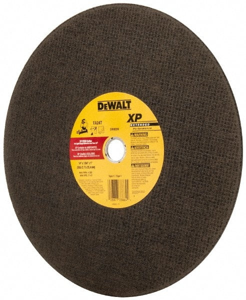 DeWALT - 14" Aluminum Oxide Cutoff Wheel - 7/64" Thick, 1" Arbor, 4,300 Max RPM, Use with Stationary Tools - Exact Tooling