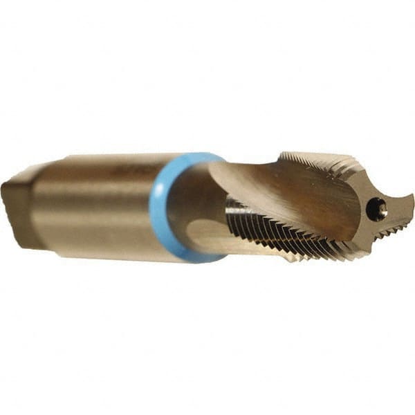 Emuge - 3/8-18 NPT, 15° Helix, 3 Flutes, Bright Finish, Cobalt, Spiral Flute Pipe Tap - Right Hand Flute, 1.06" Thread Length, 17/32" Square Size, Series KEG - Exact Tooling