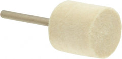 Value Collection - 3/4" Diam, 1/8" Shank Diam, Cylinder Shaped Mounted Bob - Medium Density, 3/4" Head Length, Wool Felt - Exact Tooling