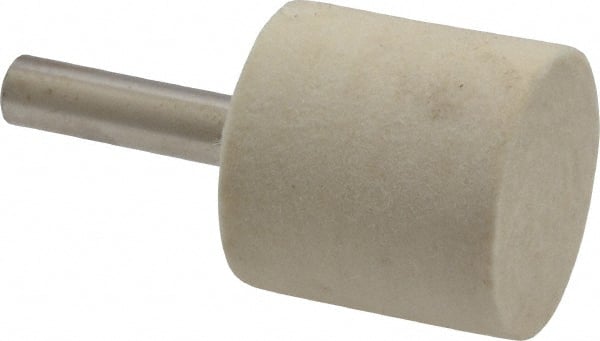 Value Collection - 1" Diam, 1/4" Shank Diam, Cylinder Shaped Mounted Bob - Hard Density, 1" Head Length, Wool Felt - Exact Tooling