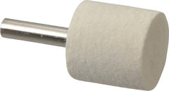 Value Collection - 1" Diam, 1/4" Shank Diam, Cylinder Shaped Mounted Bob - Rock Hard Density, 1" Head Length, Wool Felt - Exact Tooling