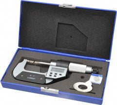 Value Collection - 0" to 1" Electronic Chrome (Frame) Coated Blade Micrometer - 0.75mm Blade Thickness, Friction Thimble - Exact Tooling