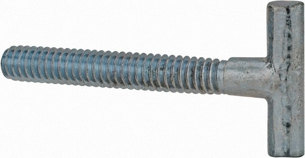 Gibraltar - 1/4-20, 1-1/2" Thread Length, Zinc Plated, Steel T Strap Bolt - 2" Length Under Head, Grade 5, 1" Head Width x 1/4" Head Height - Exact Tooling