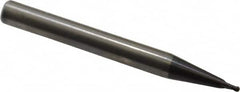 RobbJack - 1/16" Diam, 1/16" LOC, 2 Flute Solid Carbide Ball End Mill - AlTiN Finish, Single End, 2-1/2" OAL, 1/4" Shank Diam, Spiral Flute - Exact Tooling
