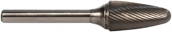 M.A. Ford - 1/2" Cut Diam, 1/4" Shank Diam, Tree with Radius Head Double Cut Burr - Carbide, Radius End, 3/4" LOC, 2-3/4" OAL - Exact Tooling