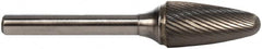 M.A. Ford - 1/2" Cut Diam, 1/4" Shank Diam, Tree with Radius Head Double Cut Burr - Carbide, Radius End, 1" LOC, 7" OAL - Exact Tooling