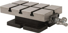 Palmgren - 6" Table Width x 10 Table Length, 6" Longitudinal Travel, Slide Machining Table - 3-1/2" Overall Height, One Longitudinal T Slot, 7-5/8" Base Length x 6-3/8" Base Width - Exact Tooling