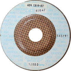 Cratex - 24 Grit, 4-1/2" Wheel Diam, 1/4" Wheel Thickness, 7/8" Arbor Hole, Type 27 Depressed Center Wheel - Aluminum Oxide, Compatible with Angle Grinder - Exact Tooling
