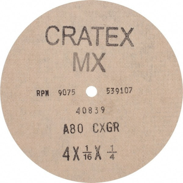 Cratex - 4" Diam 1/4" Hole 80 Grit Fiber Disc - Medium Grade, Aluminum Oxide - Exact Tooling
