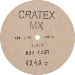 Cratex - 4" Diam 1/4" Hole 80 Grit Fiber Disc - Medium Grade, Aluminum Oxide - Exact Tooling