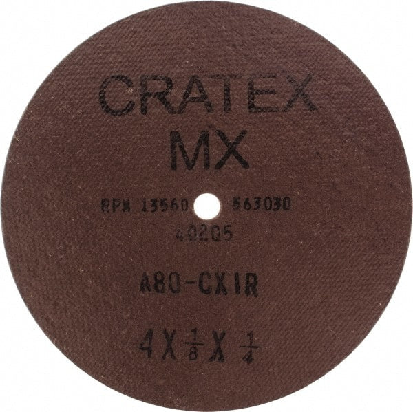 Cratex - 4" Diam 1/4" Hole 80 Grit Fiber Disc - Medium Grade, Aluminum Oxide - Exact Tooling