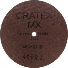 Cratex - 4" Diam 1/4" Hole 80 Grit Fiber Disc - Medium Grade, Aluminum Oxide - Exact Tooling
