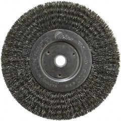 Weiler - 6" OD, 5/8" Arbor Hole, Crimped Steel Wheel Brush - 3/4" Face Width, 1-7/16" Trim Length, 0.0118" Filament Diam, 6,000 RPM - Exact Tooling