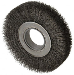 Weiler - 7" OD, 2" Arbor Hole, Crimped Steel Wheel Brush - 1-1/4" Face Width, 1-5/8" Trim Length, 0.0118" Filament Diam, 6,000 RPM - Exact Tooling